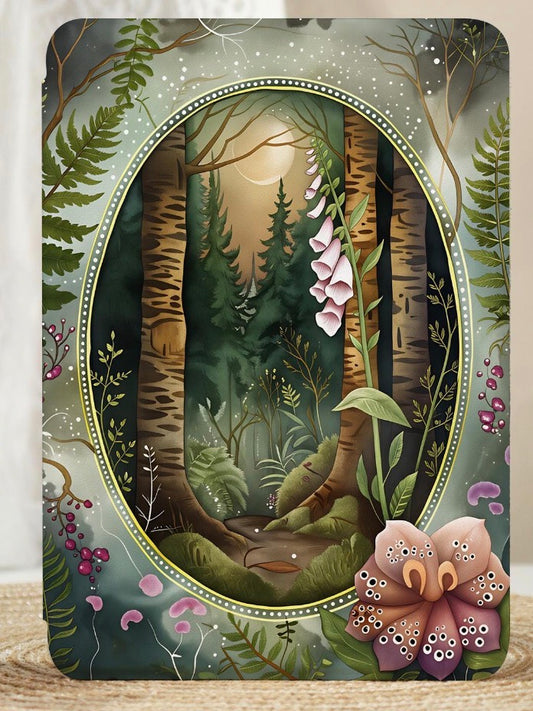 Moonlit Foxglove Forest Clear-Back Kindle Case with Strap
