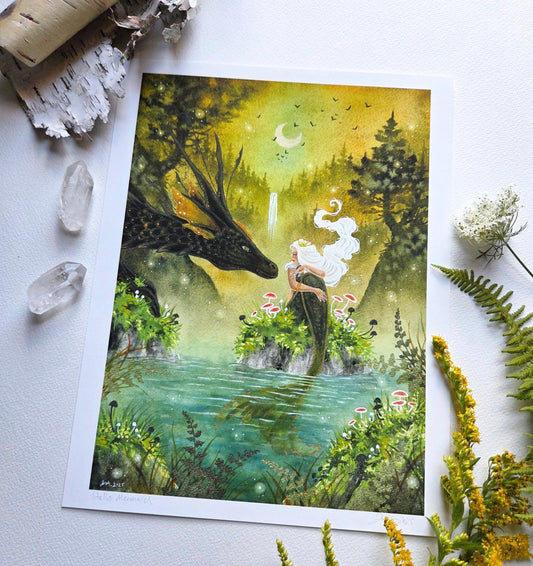 Hello Mermaid Fantasy Art Print