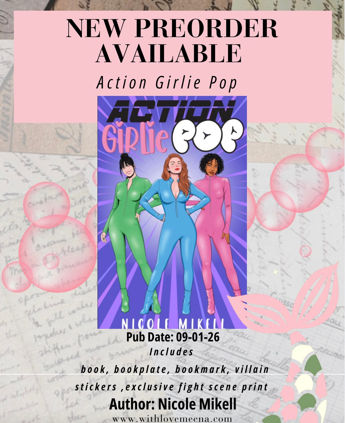 Action Girlie Pop By: Nicole Mikell SIGNED bookplate W/ Swag PREORDER
