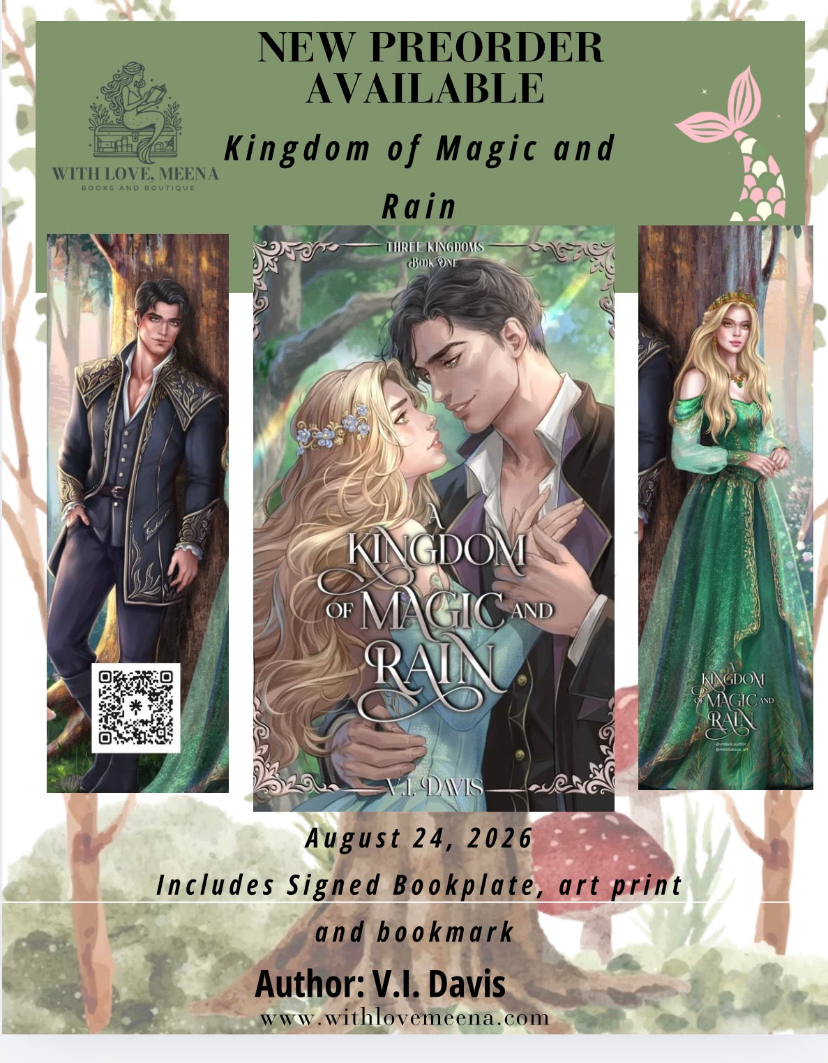 A Kingdom of Magic and Rain By: V.I. Davis W/ Signed Bookplate & Swag PREORDER