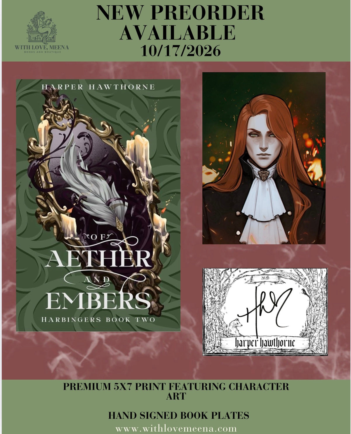 Of Aether and Embers By: Harper Hawthorne W/ Signed Bookplate & Print PREORDER CAMPAIGN