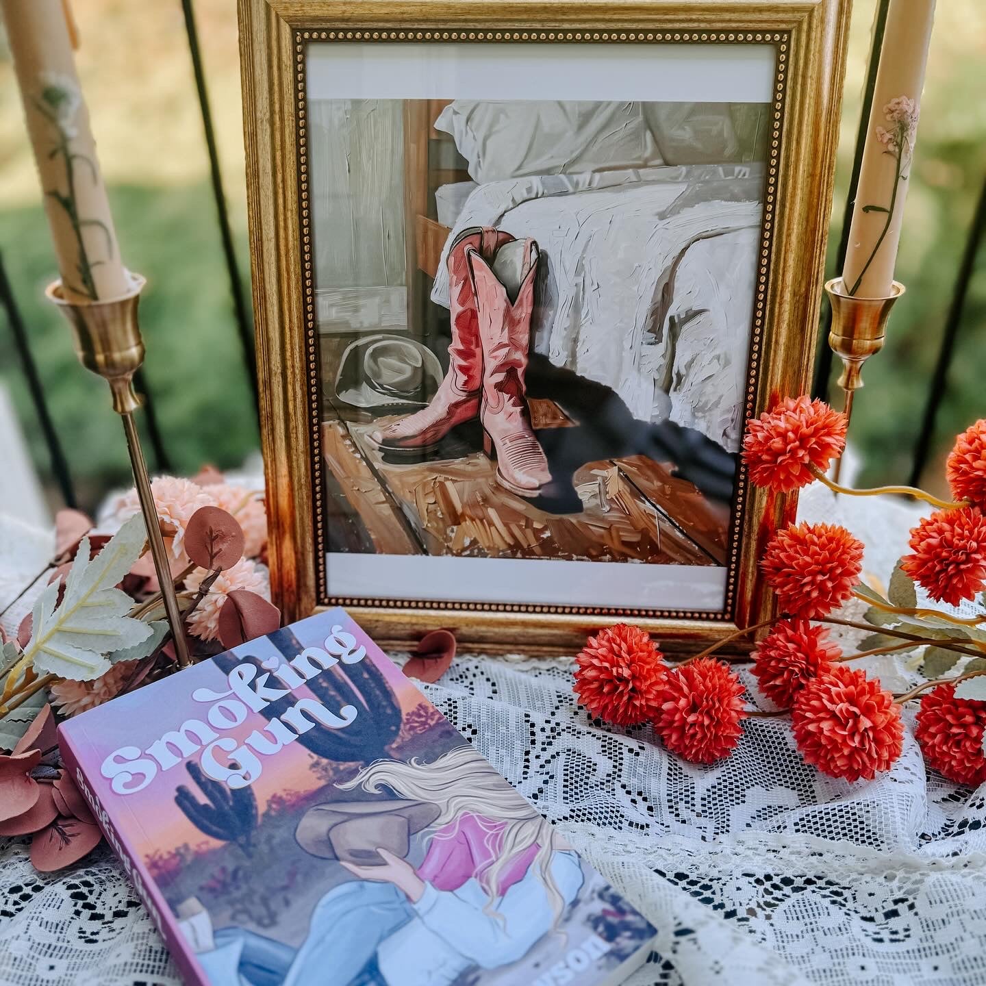 Pink Boots Bedside – 8x10 Framed Cowgirl Art Print