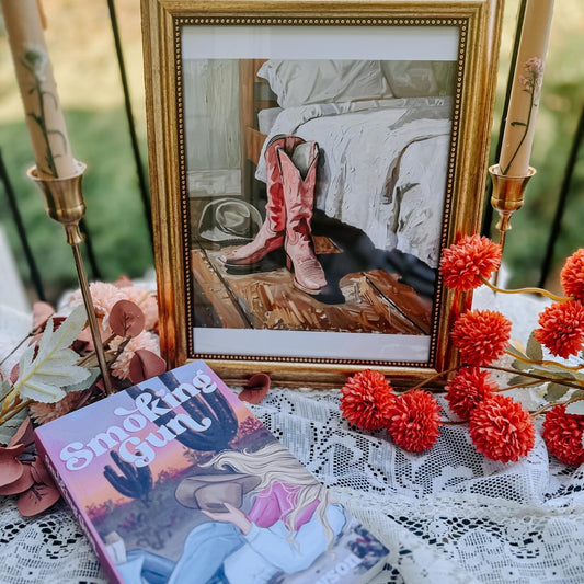 Pink Boots Bedside – 8x10 Framed Cowgirl Art Print