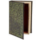 Decorative book with green floral pattern on a white background