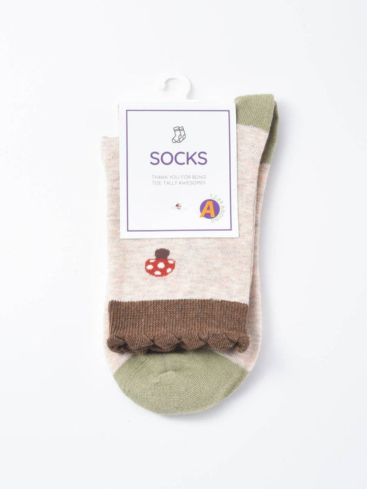 Mushroom Ruffle Crew Socks