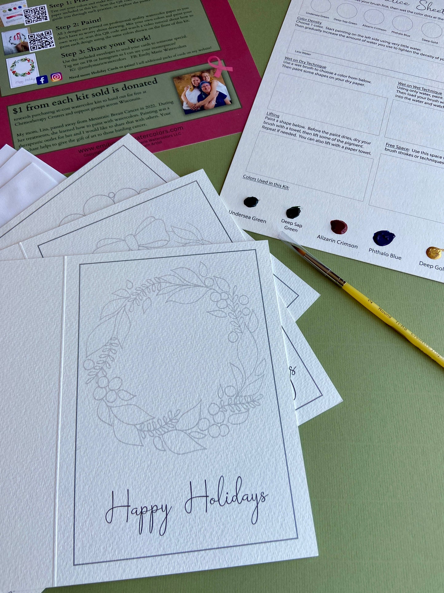 Watercolor Painting Kit: Holiday Greeting Cards