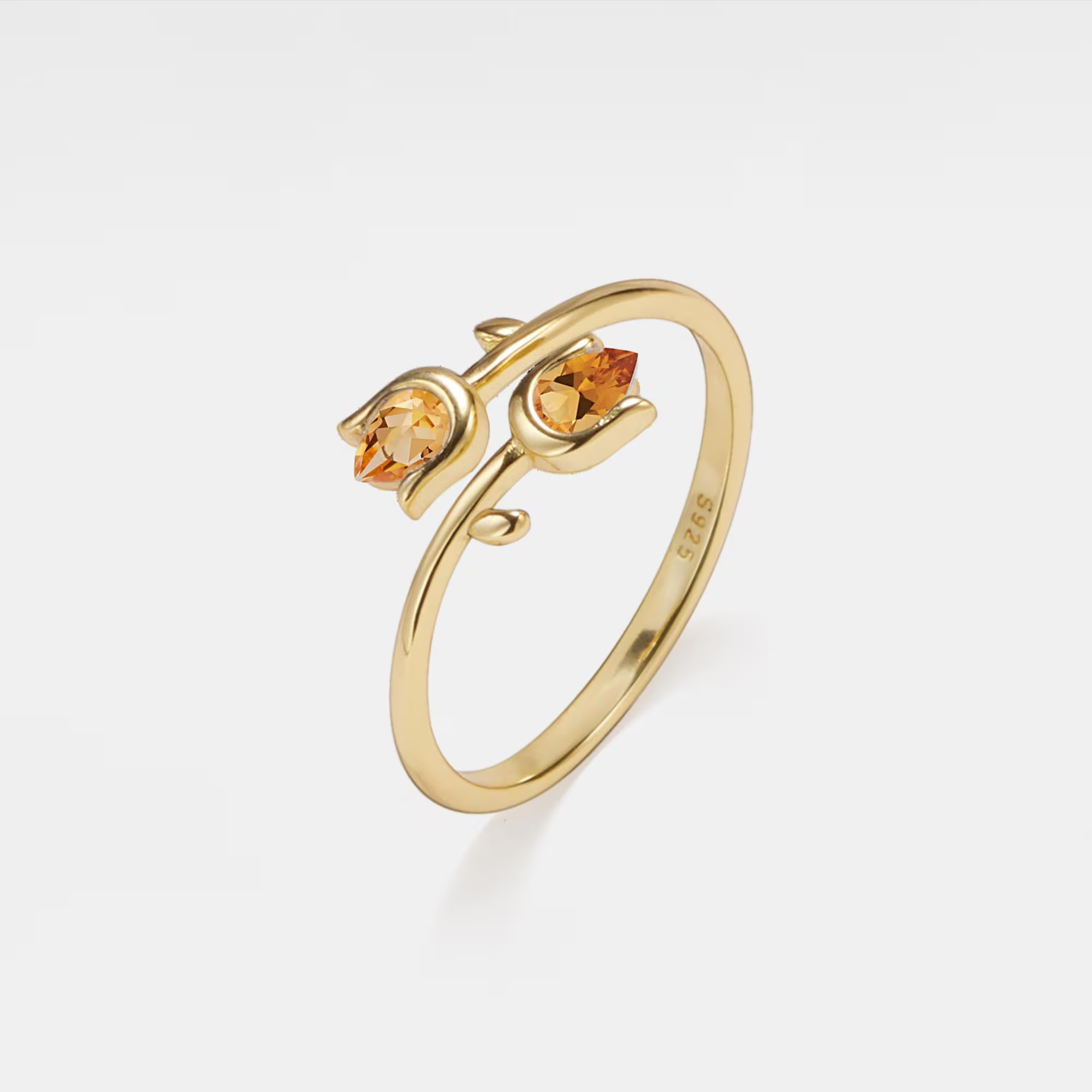 Citrine Tulip Sterling Silver Adjustable Ring