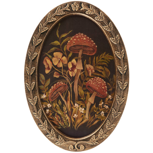Hidden Garden Mushroom Wall Art , Moody Vintage Frame