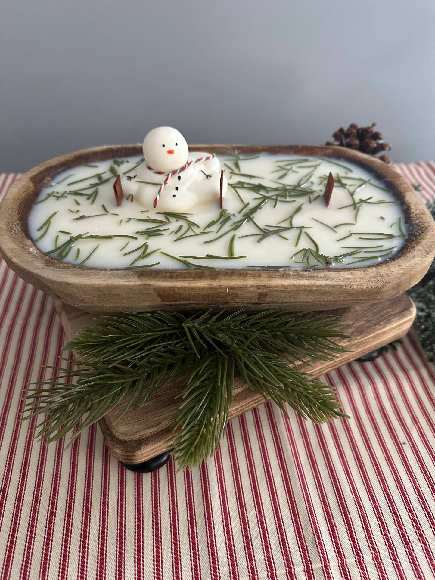 Snowman Dough Bowl Soy Wax Candle (Balsam Fir)