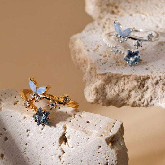 Starlit Butterfly Adjustable Ring