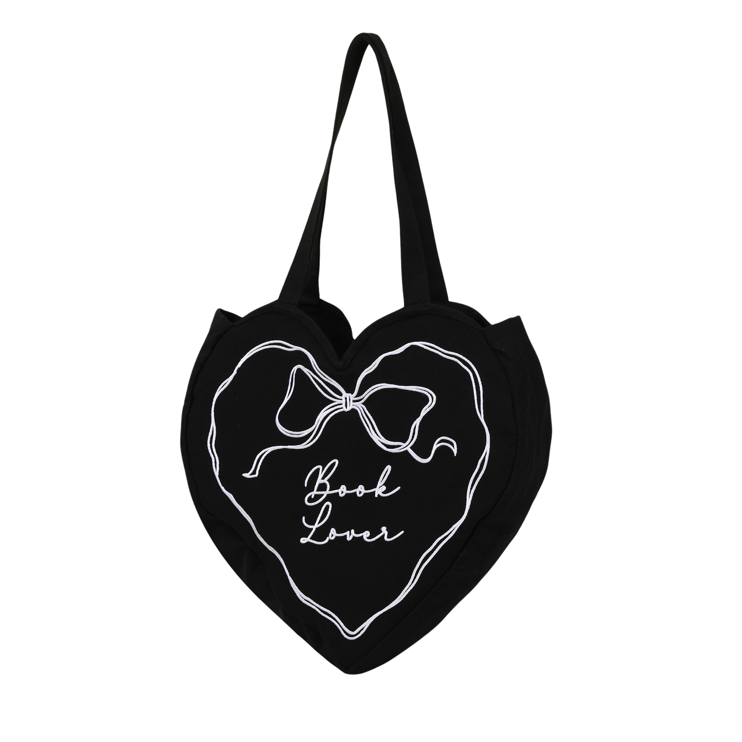Book Lover Heart Embroidered Tote Bag