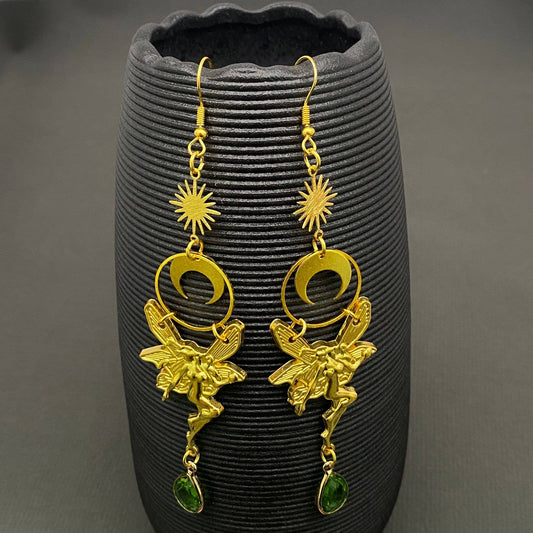 Enchanted Elf & Moon Crystal Earrings