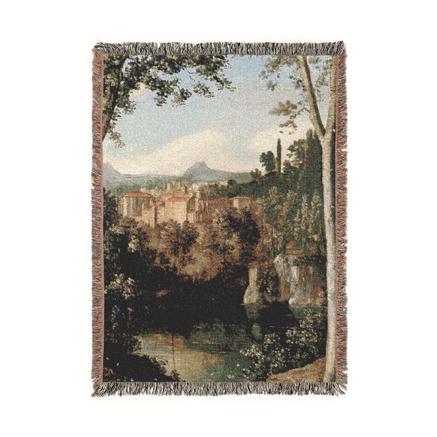 Verdure Cottage Landscape Woven Throw Blanket