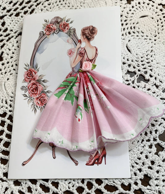 Lady in the Mirror Hankie Card