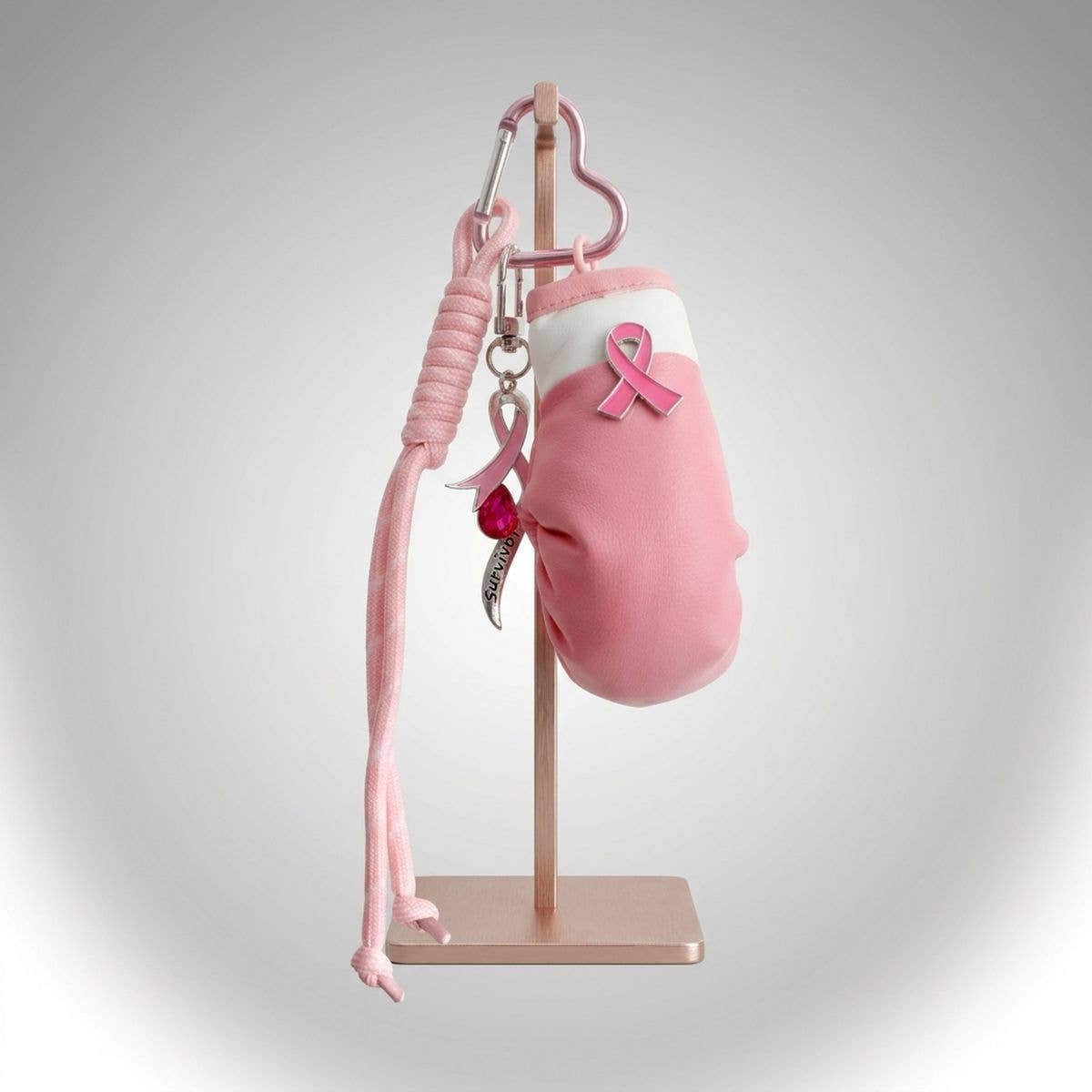 Breast Cancer Awareness Pink Ribbon Boxing Glove Keychain