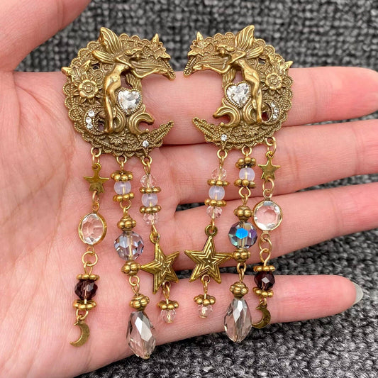 Celestial Moonlight Fringe Earrings