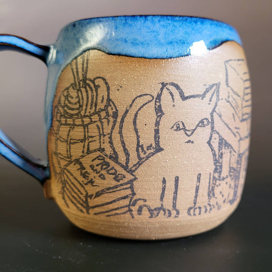 Cozy Cat & Classics Stoneware Mug