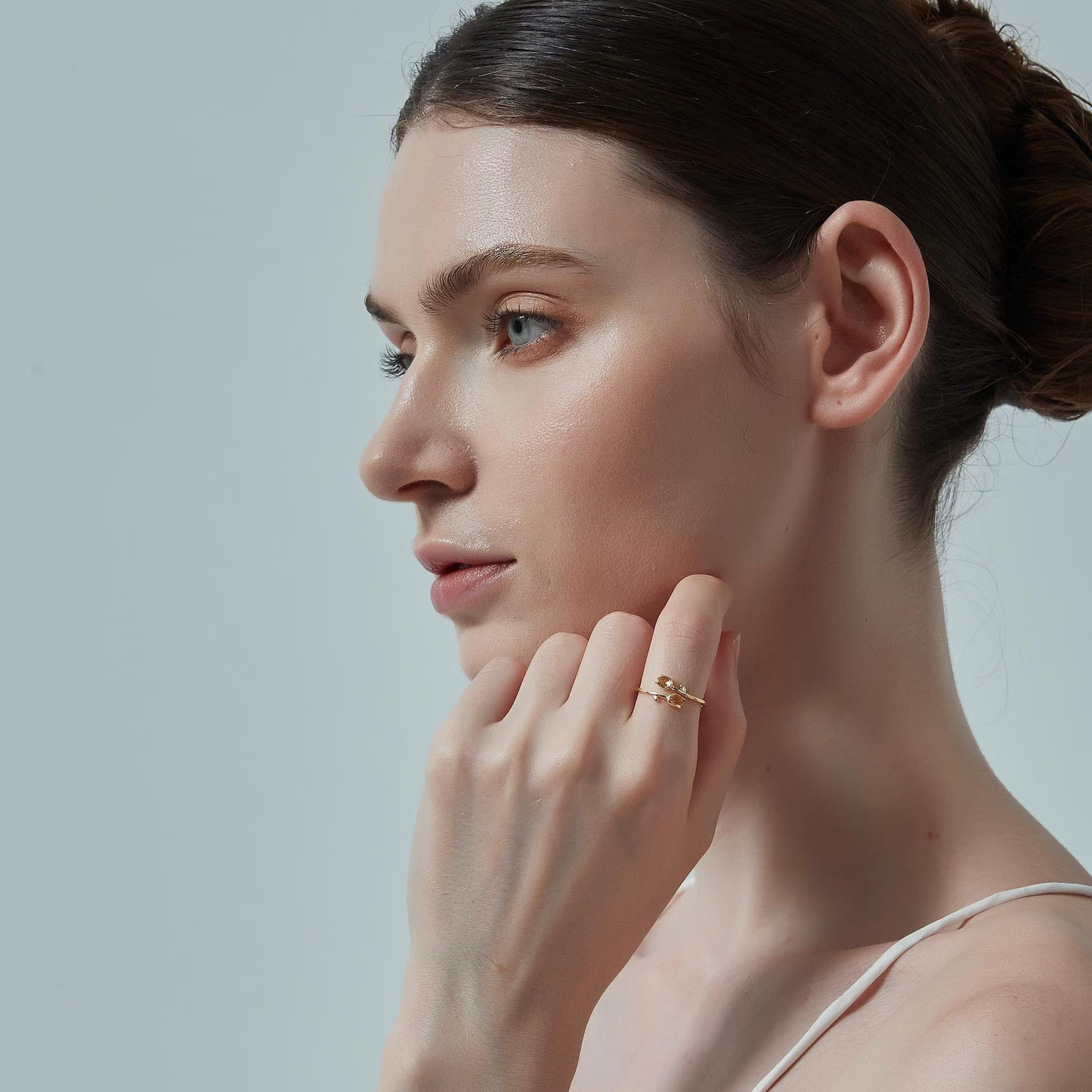 Citrine Tulip Sterling Silver Adjustable Ring