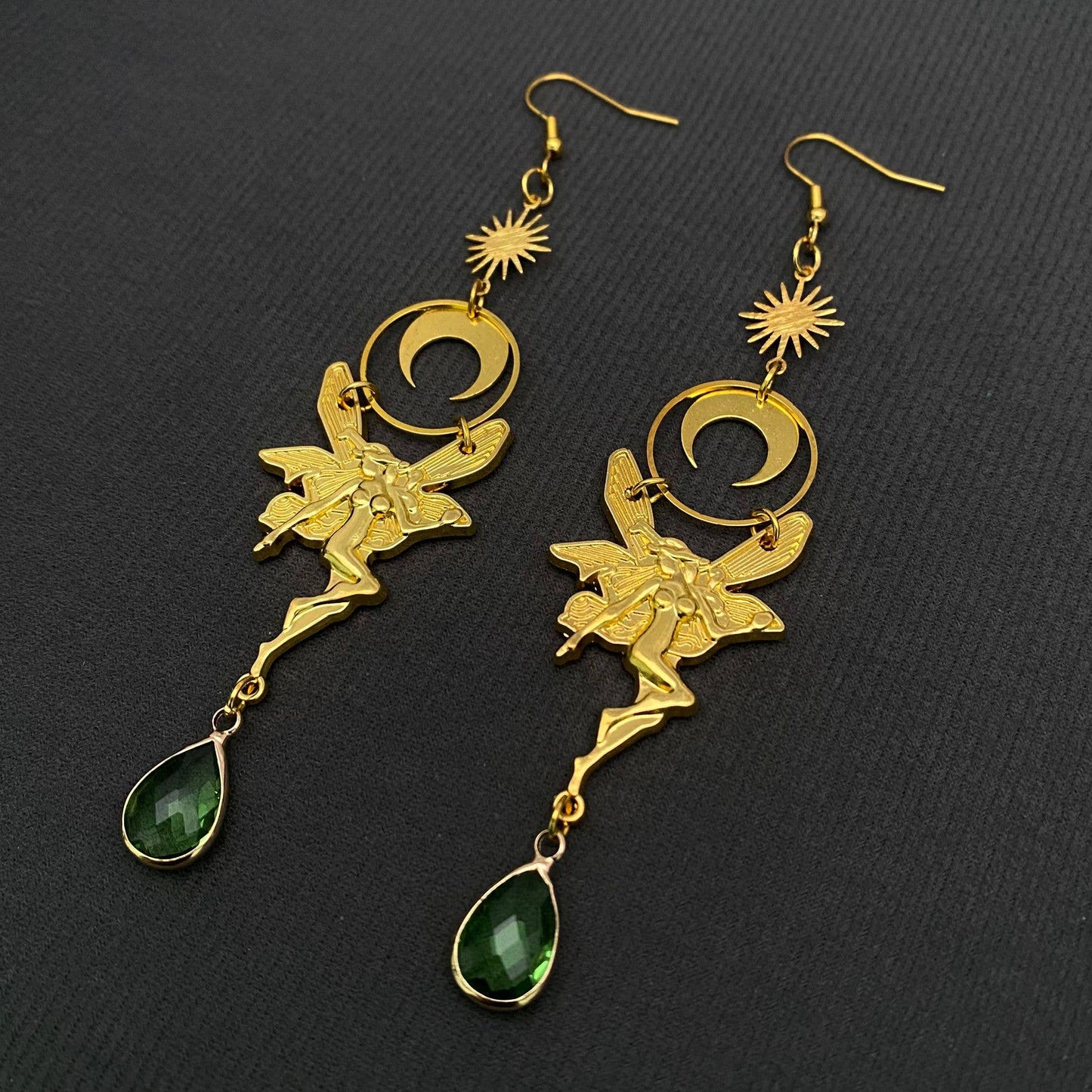 Enchanted Elf & Moon Crystal Earrings