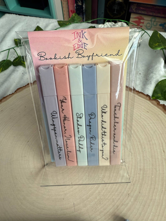 Bookish Boyfriend Highlighter Set | Romance Reader Annotation Highlighters (Pack of 6)